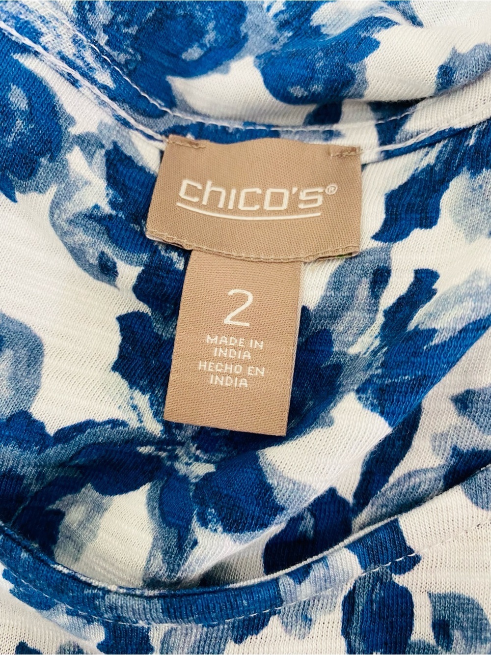 Chico’s Navy Peony Soft Sepal Ruffle Sleeve Dress Size L/12 - Picture 5 of 7